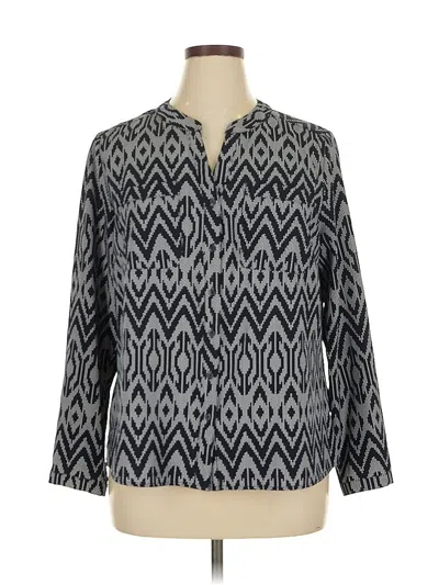 Pre-owned Notations Long Sleeve Blouse In Gray