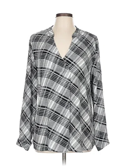 Pre-owned Notations Long Sleeve Blouse In Gray
