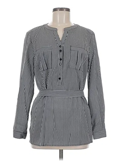 Pre-owned Notations Long Sleeve Blouse In Gray
