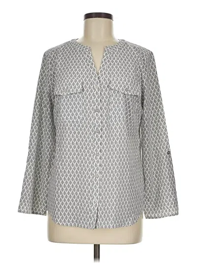 Pre-owned Notations Long Sleeve Blouse In Gray
