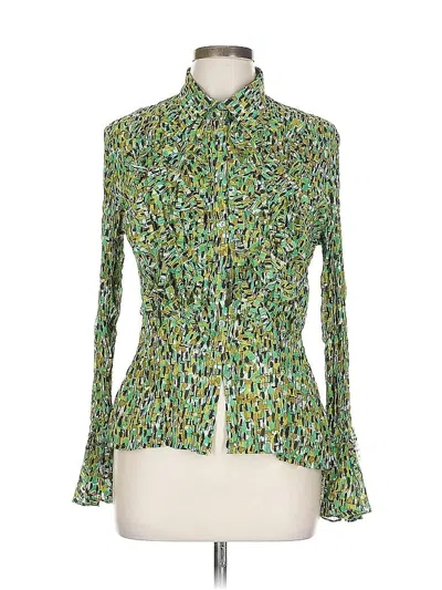 Pre-owned Notations Long Sleeve Blouse In Green