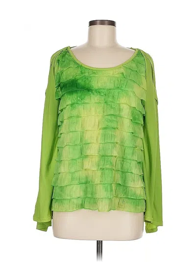 Pre-owned Notations Long Sleeve Blouse In Green