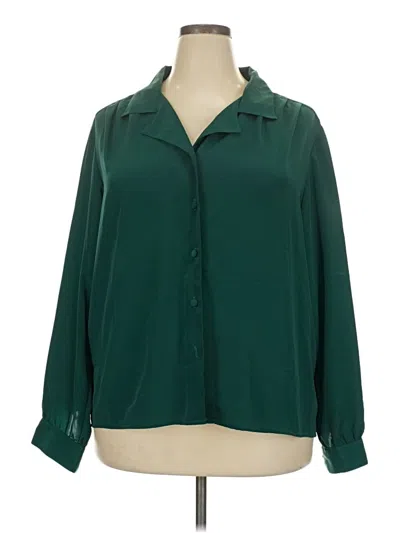 Pre-owned Notations Long Sleeve Blouse In Green