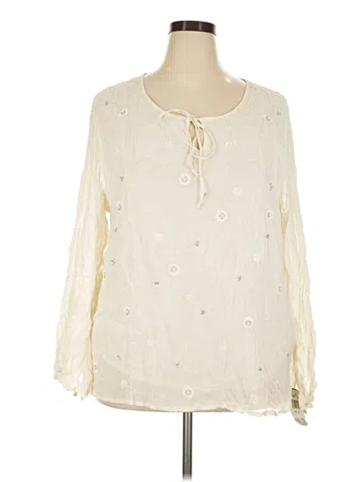 Pre-owned Notations Long Sleeve Blouse In Ivory
