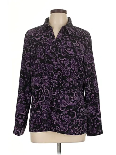 Pre-owned Notations Long Sleeve Blouse In Purple