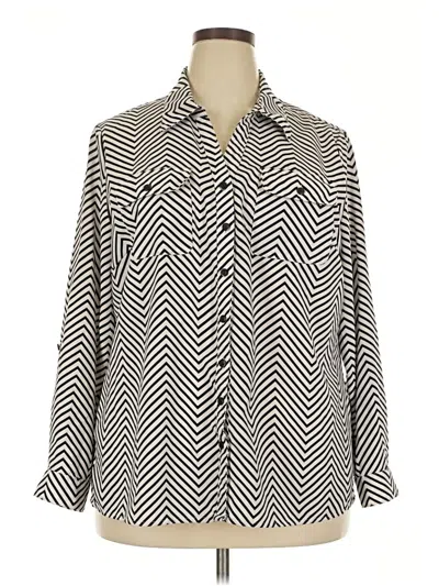 Pre-owned Notations Long Sleeve Blouse In Silver