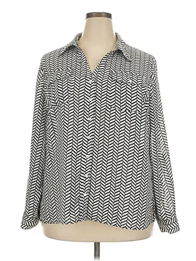Pre-owned Notations Long Sleeve Blouse In Silver