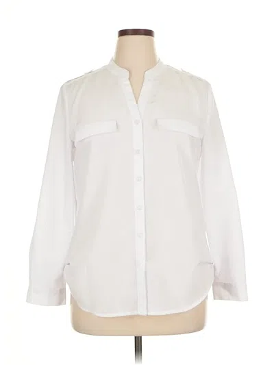Pre-owned Notations Long Sleeve Blouse In White