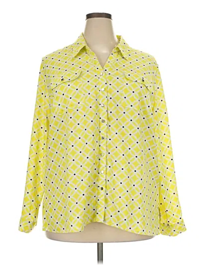Pre-owned Notations Long Sleeve Blouse In Yellow