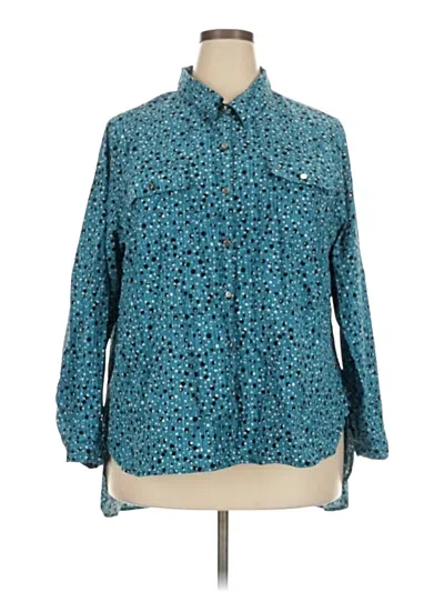 Pre-owned Notations Long Sleeve Button Down Shirt In Teal