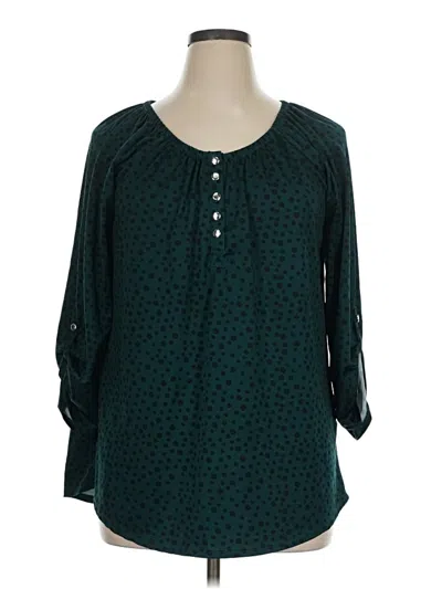 Pre-owned Notations Long Sleeve Henley Shirt In Teal