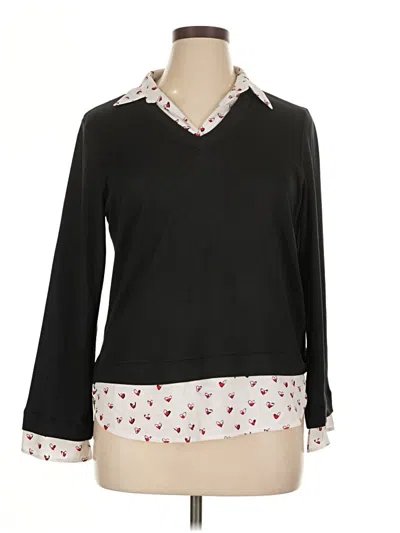 Pre-owned Notations Long Sleeve Polo Shirt In Black