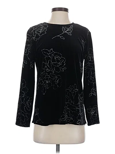 Pre-owned Notations Long Sleeve Top Black Boatneck Tops