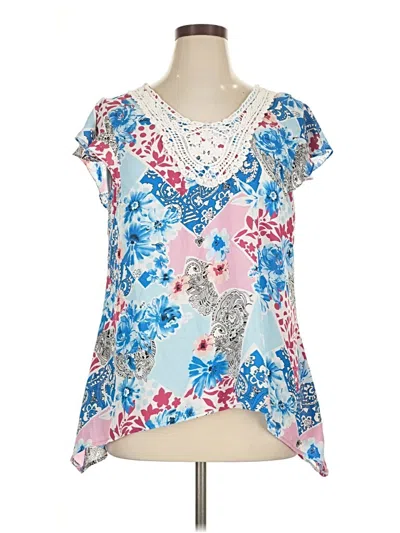 Pre-owned Notations Short Sleeve Blouse In Blue