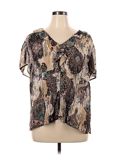 Pre-owned Notations Short Sleeve Blouse In Brown
