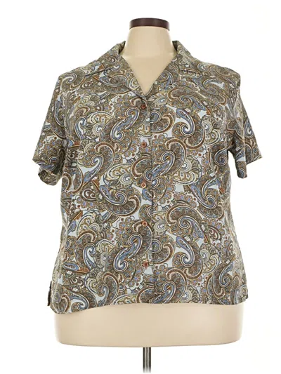 Pre-owned Notations Short Sleeve Blouse In Gray