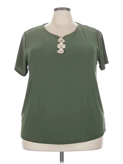 Pre-owned Notations Short Sleeve Blouse In Green