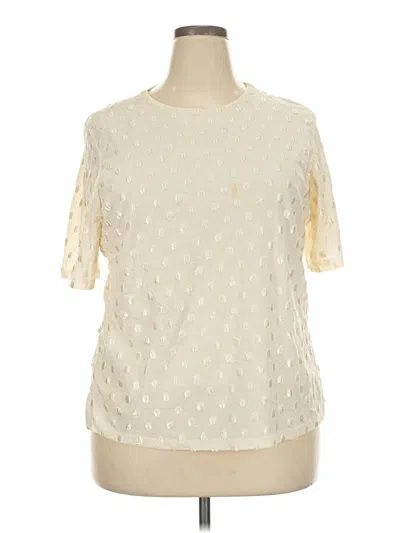 Pre-owned Notations Short Sleeve Blouse In Ivory