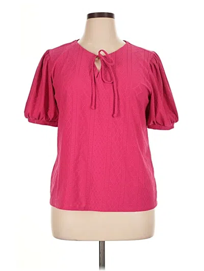 Pre-owned Notations Short Sleeve Blouse In Pink