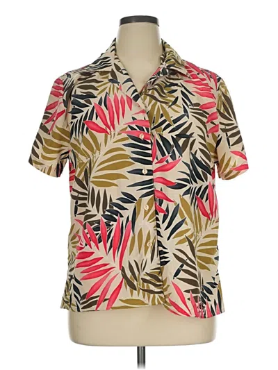 Pre-owned Notations Short Sleeve Blouse In Tan