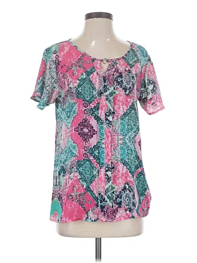 Pre-owned Notations Short Sleeve Blouse In Teal