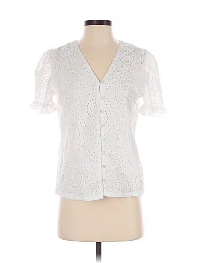 Pre-owned Notations Short Sleeve Blouse In White