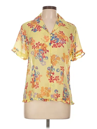 Pre-owned Notations Short Sleeve Blouse In Yellow