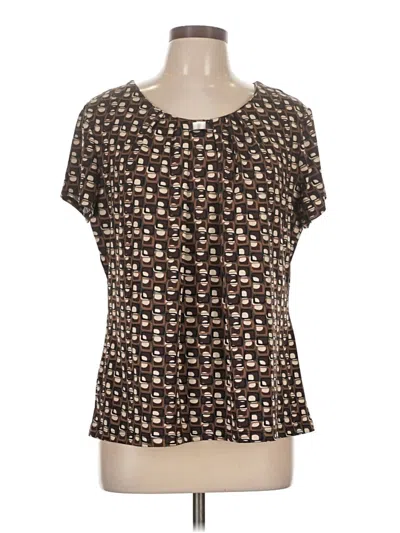Pre-owned Notations Short Sleeve Top Brown Scoop Neck Tops