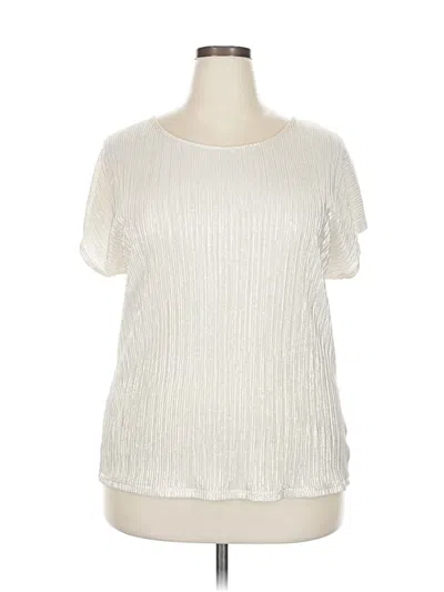 Pre-owned Notations Short Sleeve Top Ivory Crew Neck Tops In White