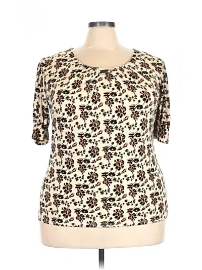 Pre-owned Notations Short Sleeve Top Ivory Scoop Neck Tops In White