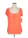 Notations Short Sleeve Top Orange Scoop Neck Tops In Orange