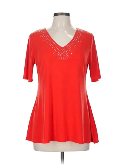 Pre-owned Notations Short Sleeve Top Orange V Neck Tops