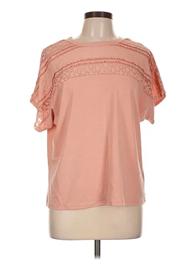 Pre-owned Notations Short Sleeve Top Pink Cold Shoulder Neckline Tops