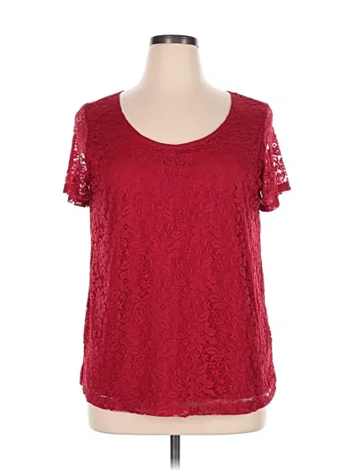 Pre-owned Notations Short Sleeve Top Red Scoop Neck Tops