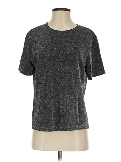 Pre-owned Notations Short Sleeve Top Silver Metallic Pattern Crew Neck Tops