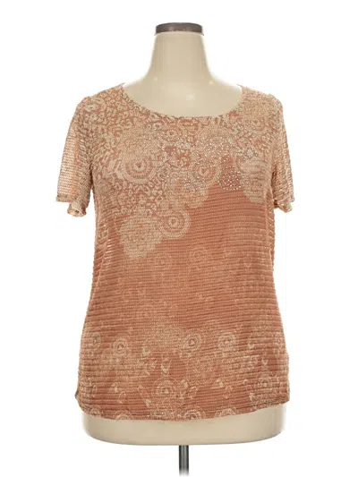 Pre-owned Notations Short Sleeve Top Tan Scoop Neck Tops