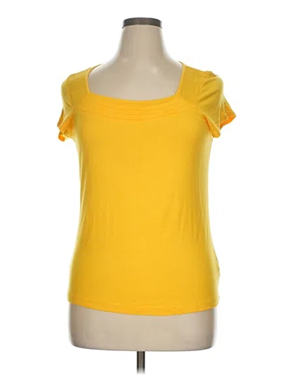 Pre-owned Notations Short Sleeve Top Yellow Scoop Neck Tops