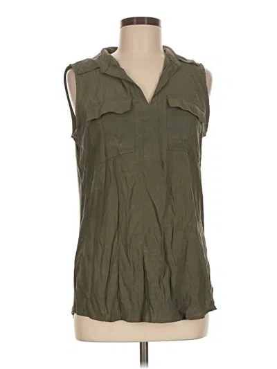 Pre-owned Notations Sleeveless Button Down Shirt In Green