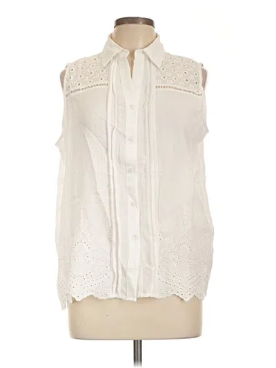 Pre-owned Notations Sleeveless Button Down Shirt In Ivory