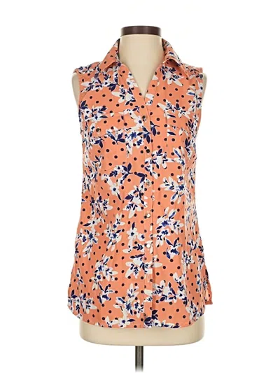 Pre-owned Notations Sleeveless Button Down Shirt In Orange