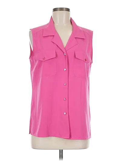 Pre-owned Notations Sleeveless Button Down Shirt In Pink