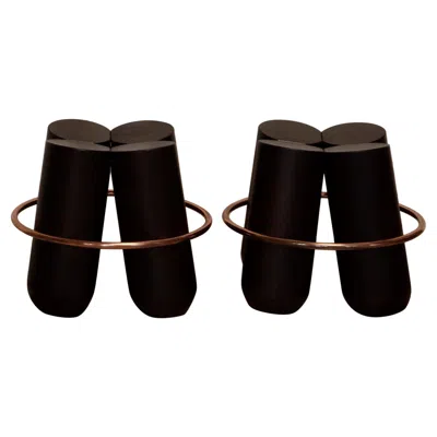 Pre-owned Note Design Studio Set Of 2 Black Bolt Stools,
