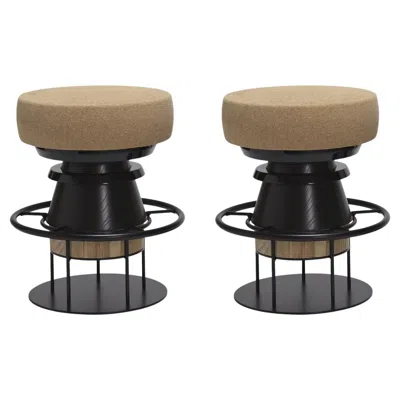 Pre-owned Note Design Studio Set Of 2 Low Black Tembo Stool,