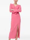 Notes Du Nord Cut-out Long-sleeve Midi Dress In Pink