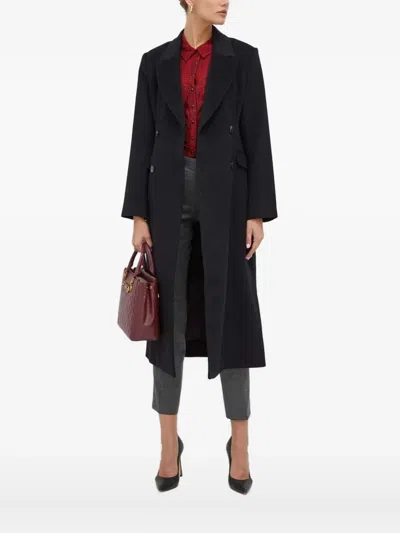 Notes Du Nord Double-breasted Wool-blend Coat In Black