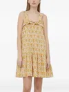 Notes Du Nord Floral-print Cotton Mini Dress In Yellow