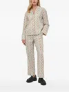 Notes Du Nord Floral-stripe Embellished-button Shirt In Gray