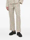 Notes Du Nord Floral-stripe Trousers In Neutral