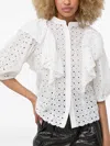 Notes Du Nord Honey Eyelet-embroidered Ruffle Blouse In White