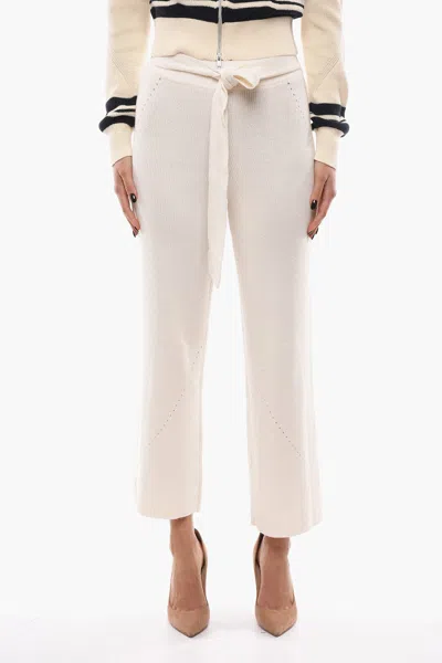 Notes Du Nord Knit Erin Flared Pants With Belt In Beige